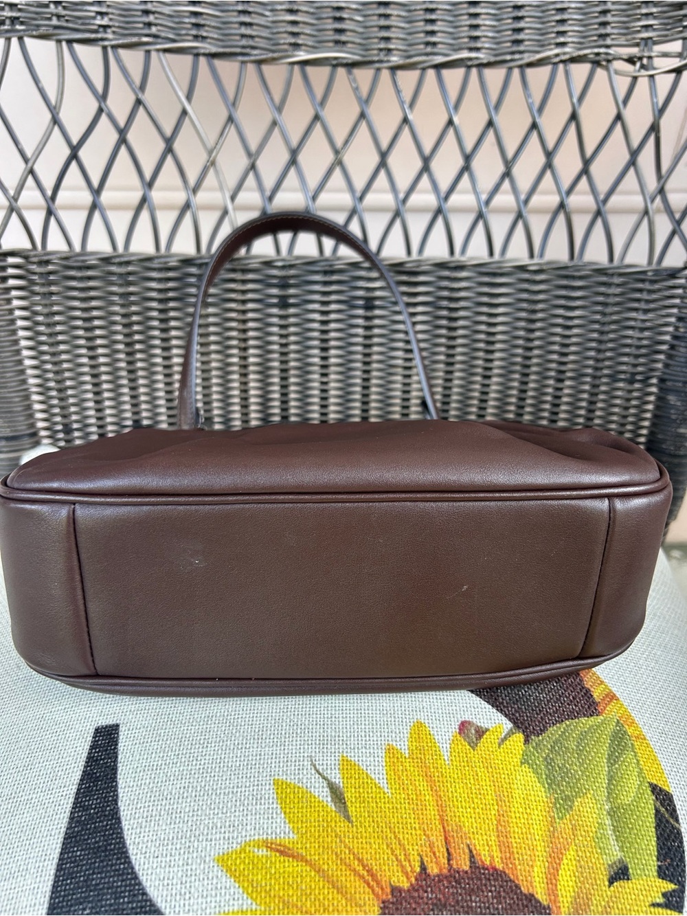 Coach Dark Brown Leather Pleated Shoulder Bag - Picture 3 of 4